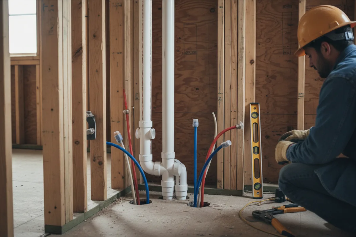 Drain and supply rough-in during Sump Pump Repair in Golconda